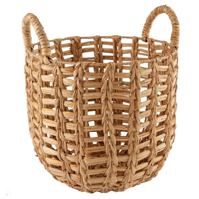 Bulrush Round Wooden Basket
