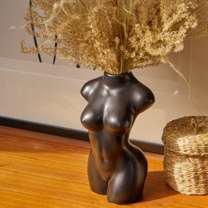 Nude Female Body Vase - Black Matt