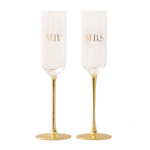 Cristina Re Champagne Flutes Mr and Mrs