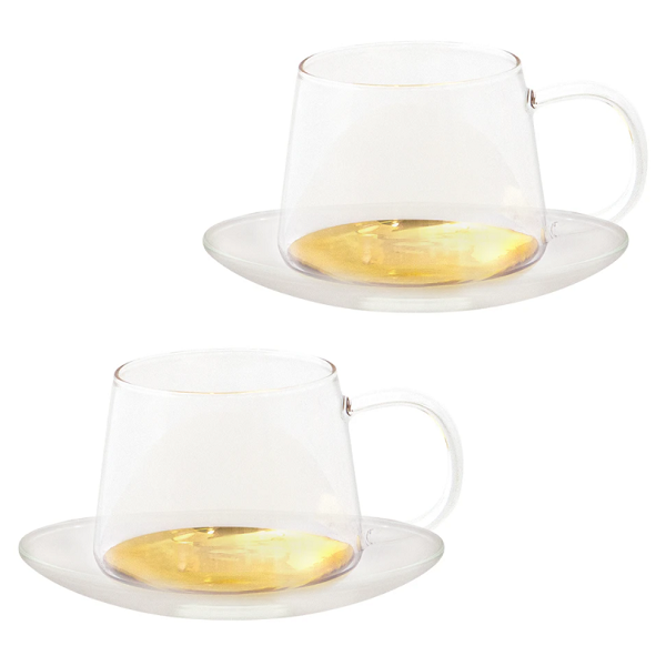 Cristina Re Tea Cup and Saucer Estelle Glass Set of 2