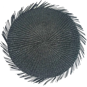
            
                Load image into Gallery viewer, Zulu Seagrass Round Fringed Black Placemat
            
        
