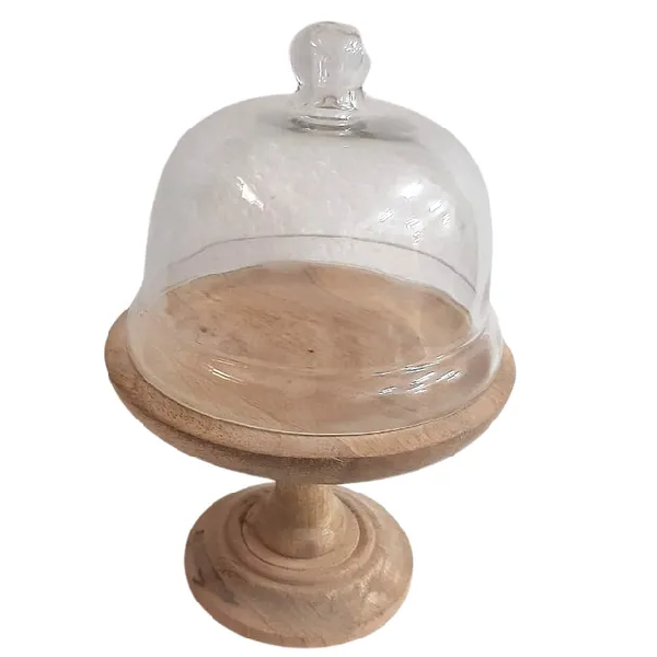 Cal Footed Wood and Glass Cloche