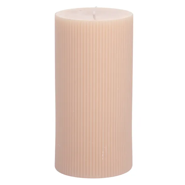 Unscented Ribbed Tall Pillar Candle in Nude