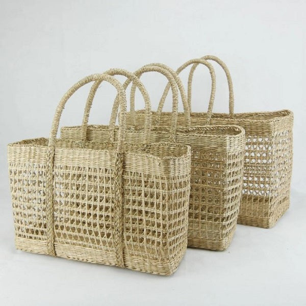 Rectangle Seagrass Net Basket Natural